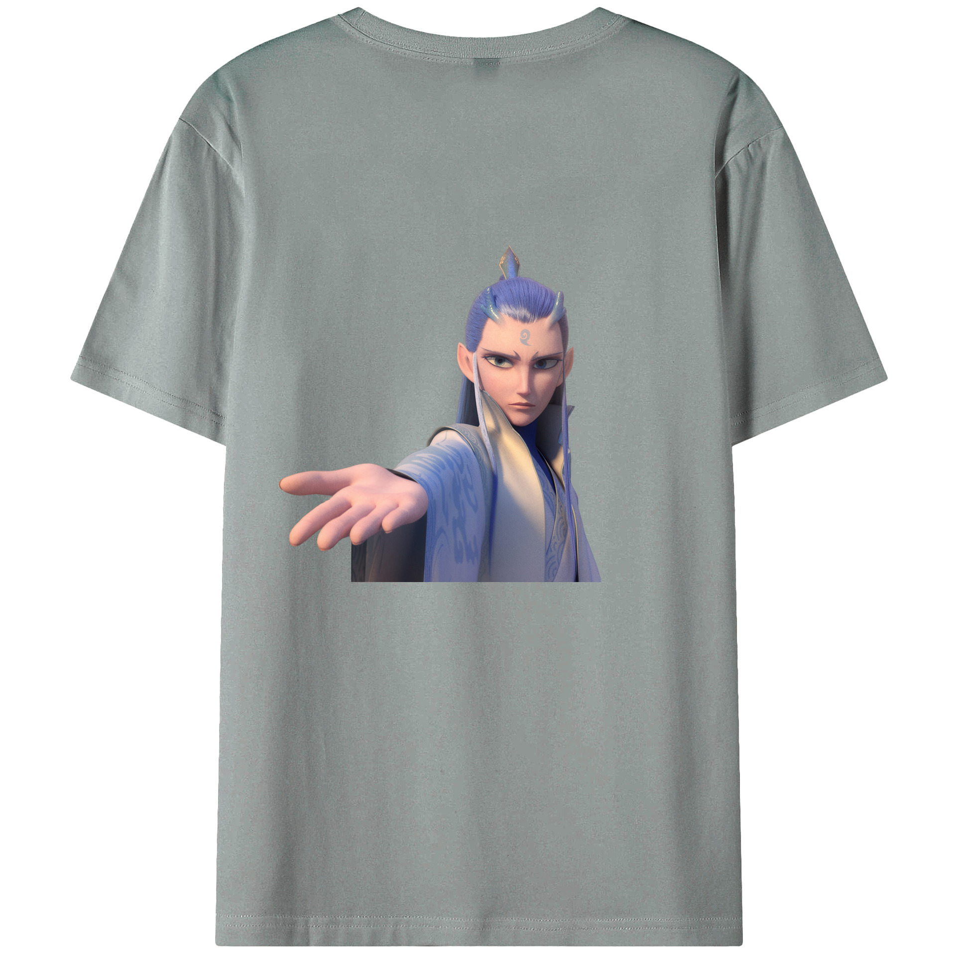 （画像用） Ne Zha 2 ナタ 魔童の大暴れ 綿100％ メンズ半袖Tシャツ（バックプリント） 通気性